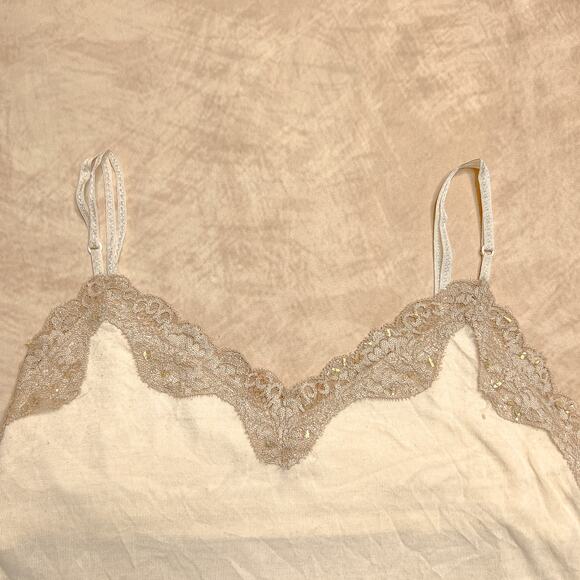 Vintage Y2K Hollister Lace Beaded Sequined Cami Tank Top Cream Coquette Princess - Picture 9 of 12